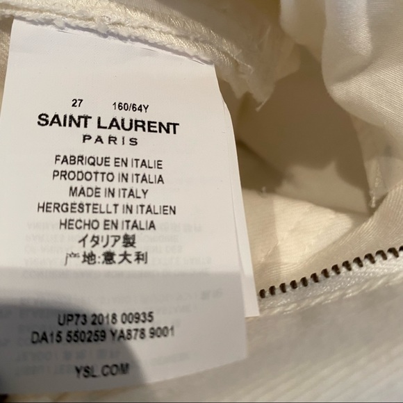 Saint Laurent White Denim Jeans Size 27 - Picture 7 of 7